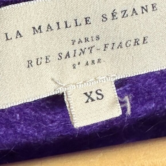 Sezane Marlow Knit Sweater Purple Size XS French Wool Kid Mohair Button V-Neck - Picture 5 of 13